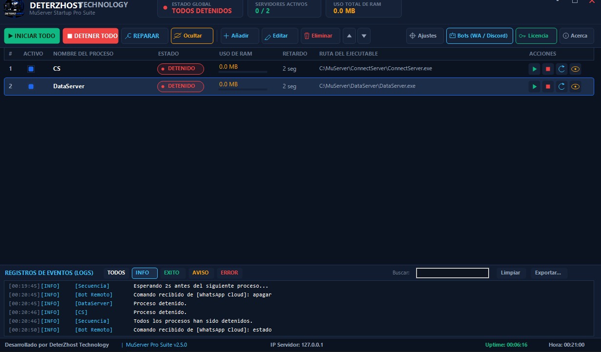 Captura MuServerStartup PRO
